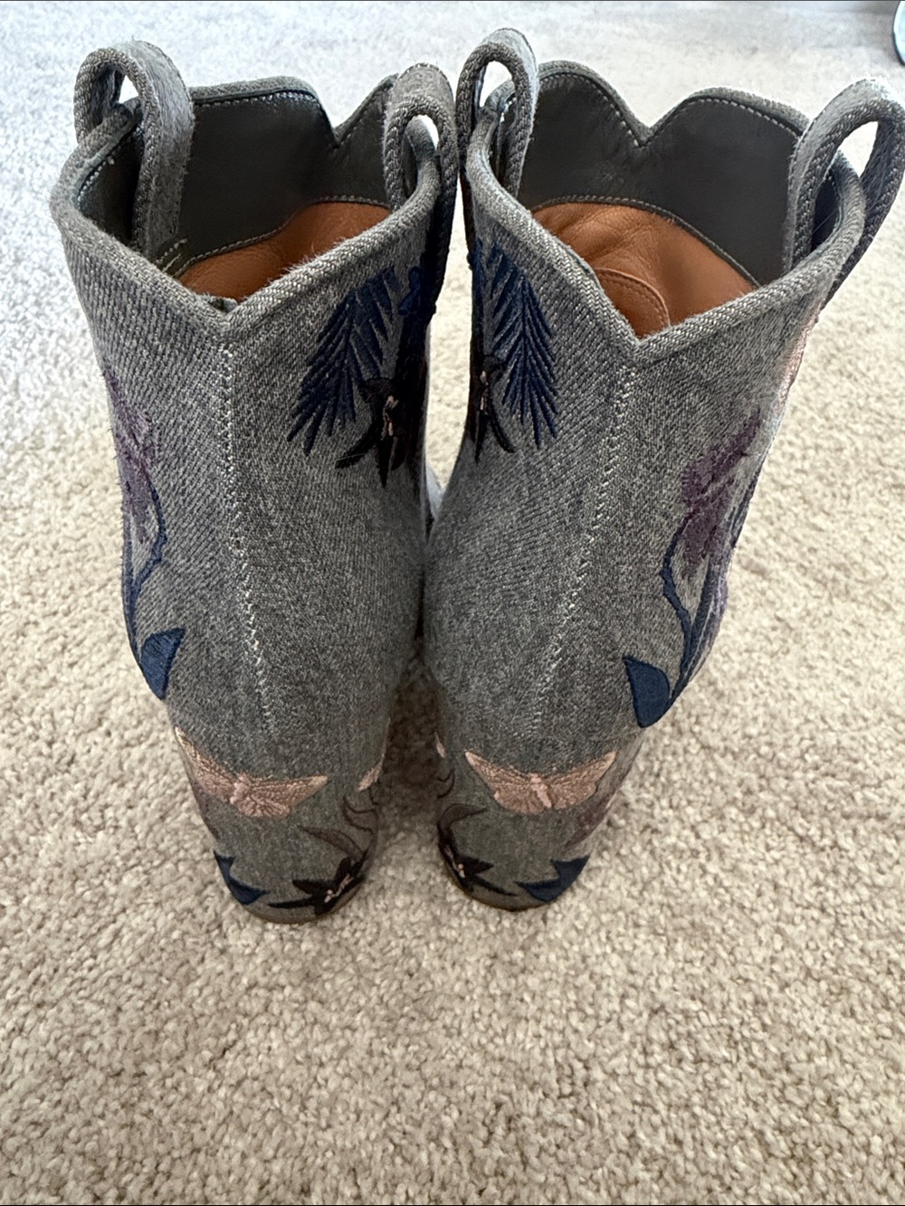 Laurence Dacade Gray Embroidered Floral Ankle Boots - Picture 4 of 6